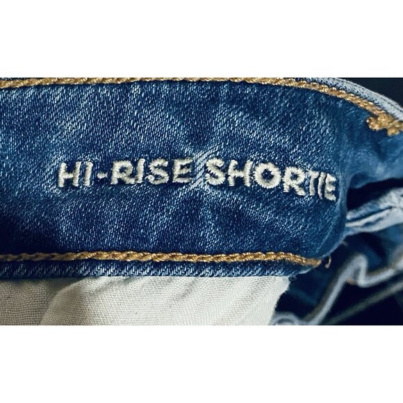 American Eagle Denim Shorts Womens 8 Medium Wash High Rise Button Fly Boho - Picture 5 of 7